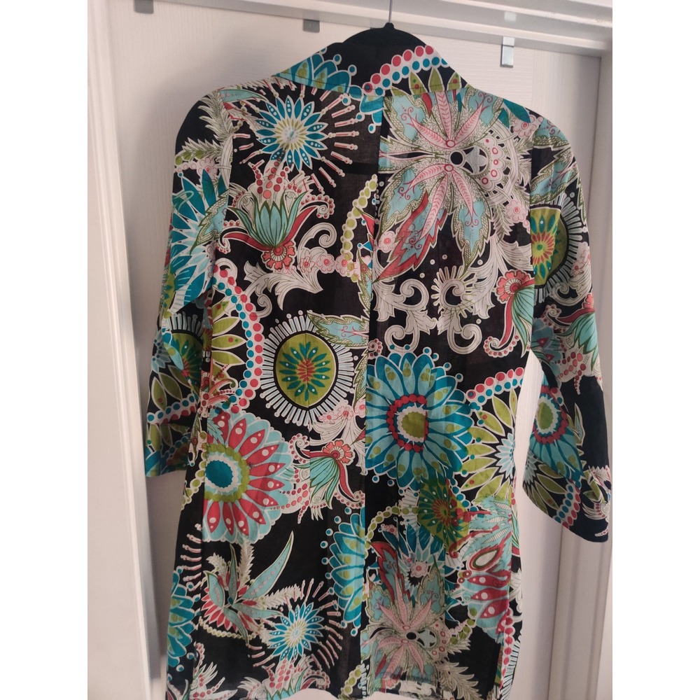 Retro Bentley A. Floral Paisley Shirt Dress Vibrant Psychedelic Lime Green Trim - Picture 5 of 6